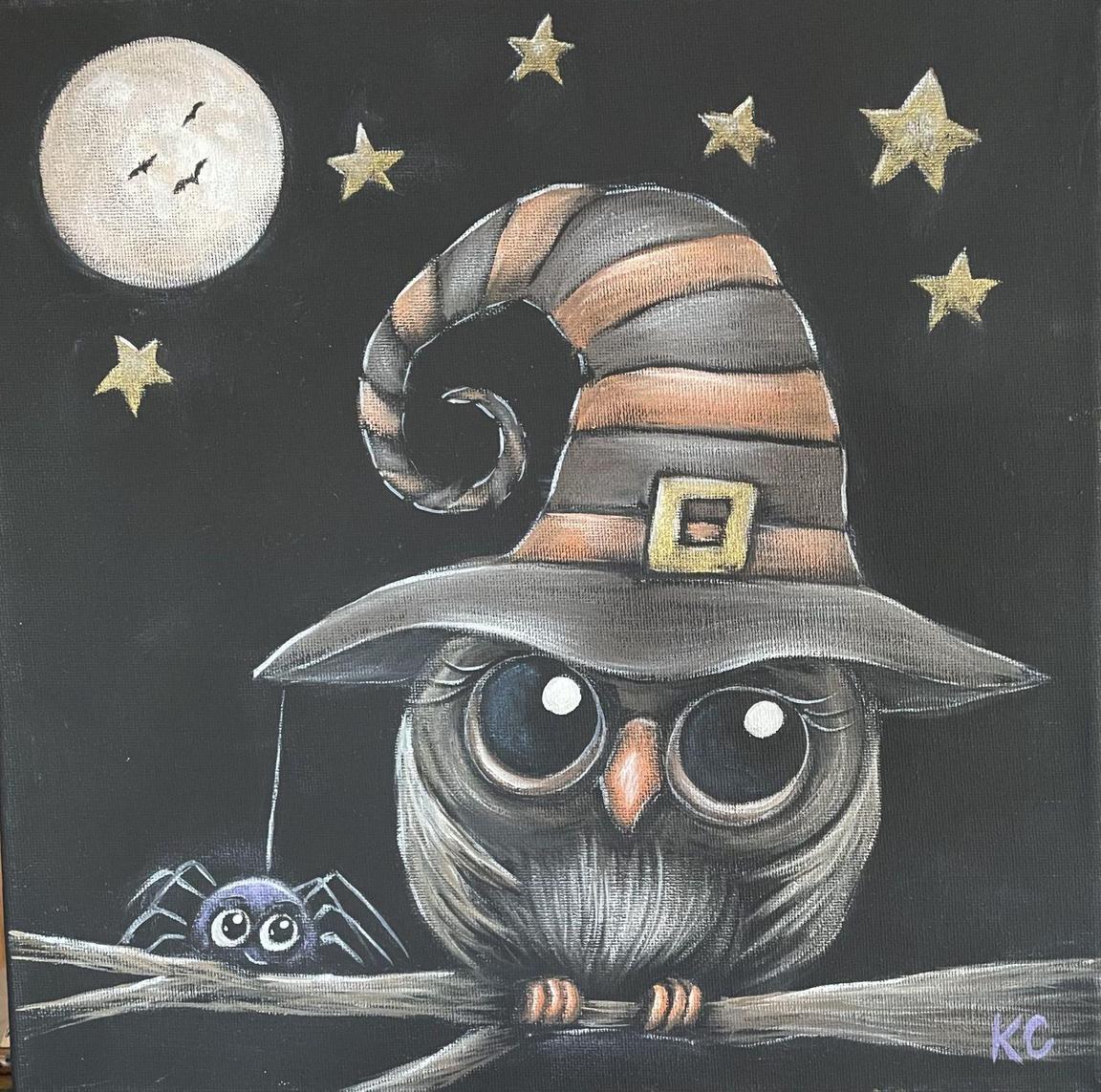Halloween Owl with Spider Paint & Sip